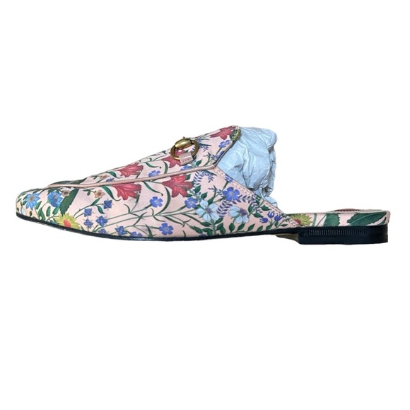 Gucci Princetown Floral Pink Mules Loafers Slip On - Picture 6 of 8
